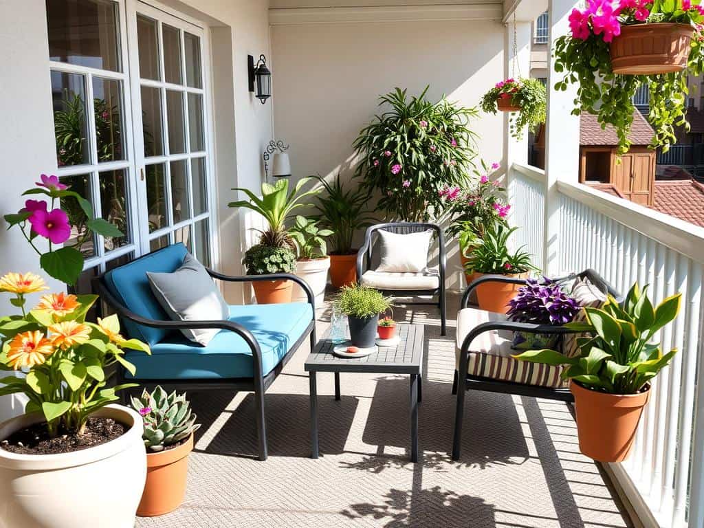 Balkongaß Gestaltung Raumplanung Bodenbelag Möbel