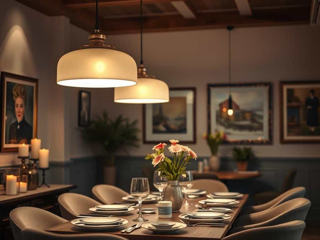 Beleuchtung und Dekoration für eine einladende Atmosphäre im Esszimmer